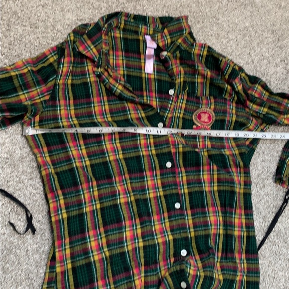 Savage x Fenty Green Plaid Long Sleeve Shorts Pajama Set - Picture 8 of 13